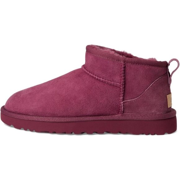 UGG Women's Burnt Magenta Rounded Toe Sheepskin Lining Classic Ultra Mini Boot - Picture 4 of 7